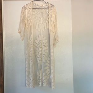 Open long lace cover up